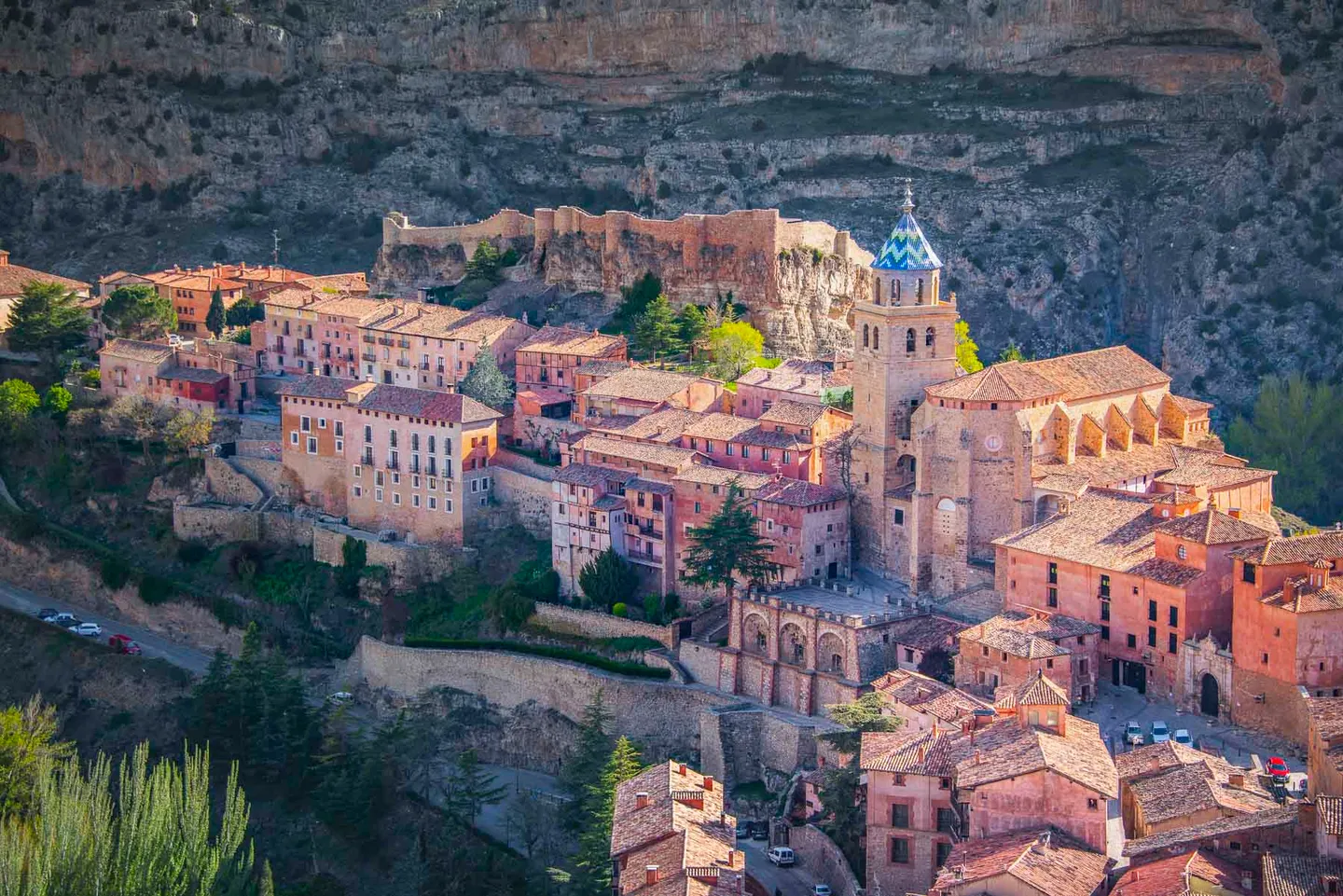 The historic hill town of Albarracín surrounded by its rugged landscape.
